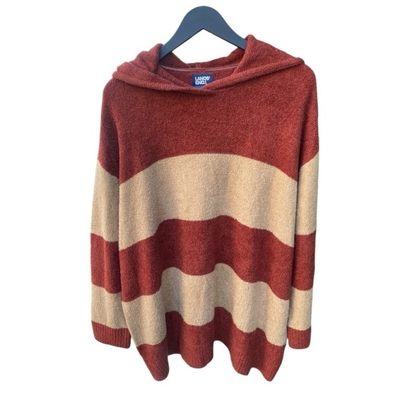 Plus Size Lands' End Slounge Hooded Pullover Stripe Sweater I Size: 2X (20W-22W) - Picture 2 of 10